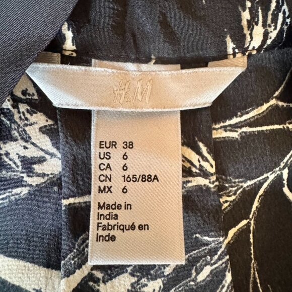 Black with Cream Plant Print Blouse - Picture 8 of 12